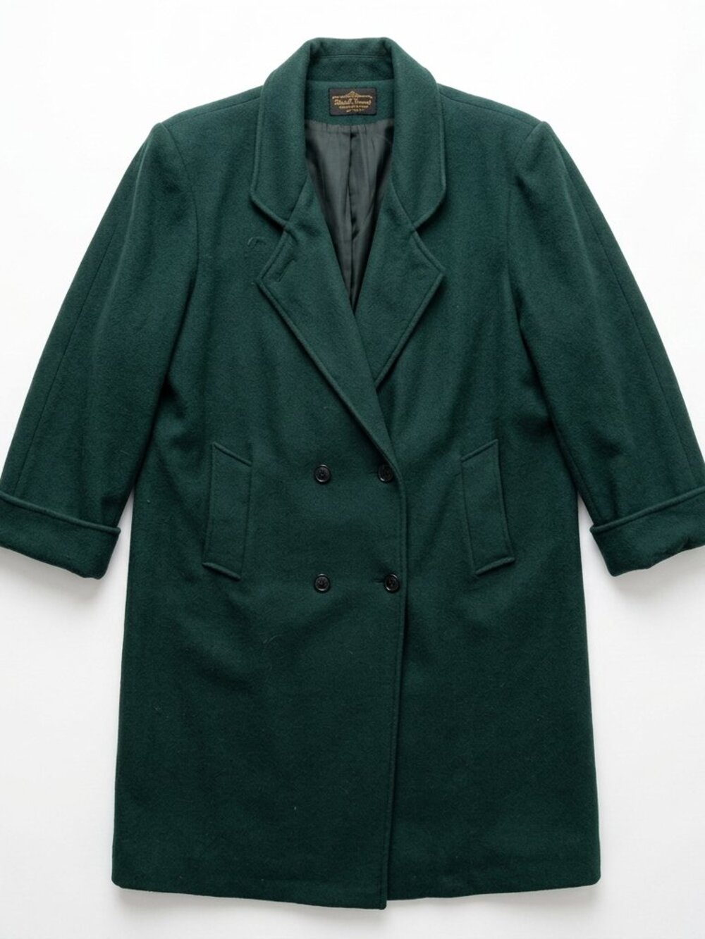 Vintage Forest Green 80% Wool Double Breasted Coat 3XL/24W